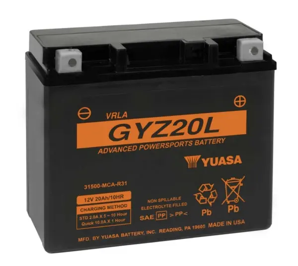 Yuasa Battery Maintenance Free Agm Factory Activated Gyz20l Part# Yua 1