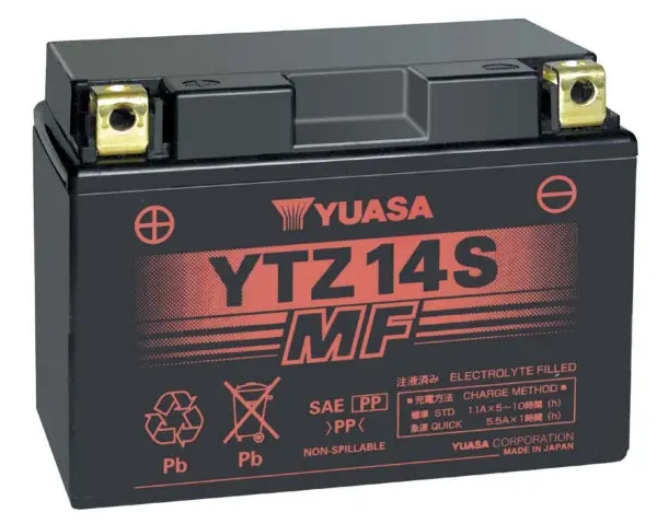 Yuasa Battery Maintenance Free Agm Factory Activated Ytz14s Part# Yua 1