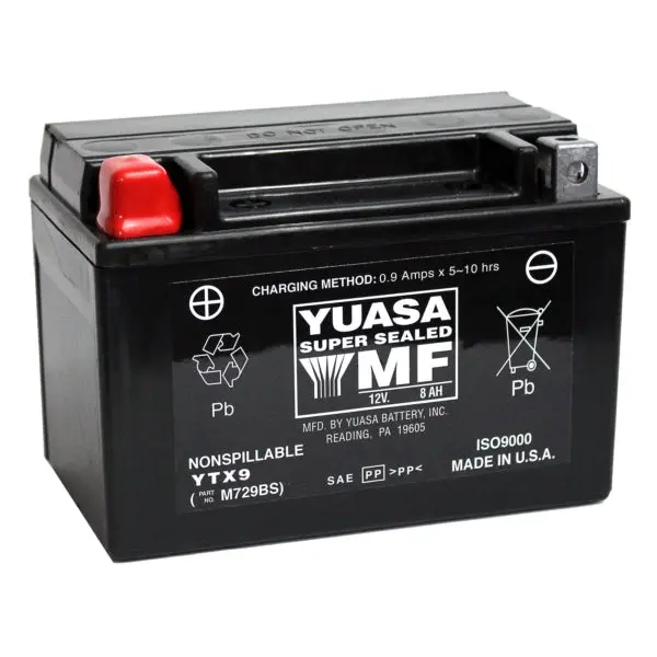 Yuasa Battery Maintenance Free Agm Factory Activated Ytx9-F/A Part# Y 1