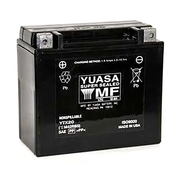 Yuasa Battery Maintenance Free Agm Factory Activated Ytx20 Part# Yuam 1