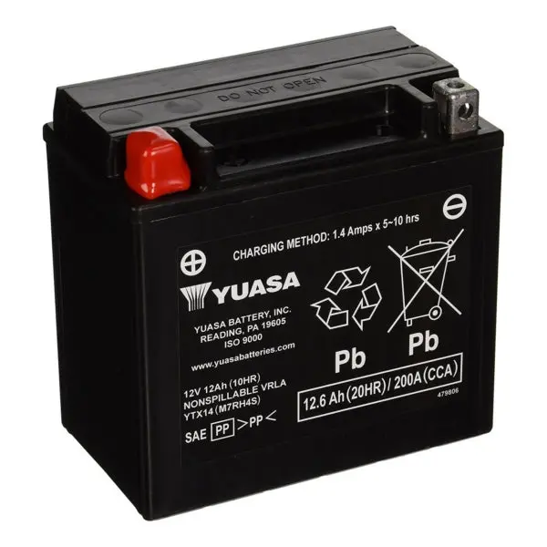 Yuasa Battery Maintenance Free Agm Factory Activated Ytx14-F/A Part# 1