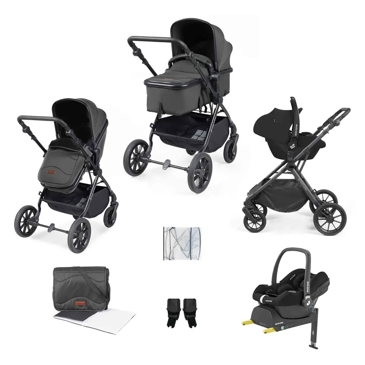 Cosmo 9 Piece Travel System With Maxi-Cosi Cabriofix I-Size Car Seat & Isofix Base 1