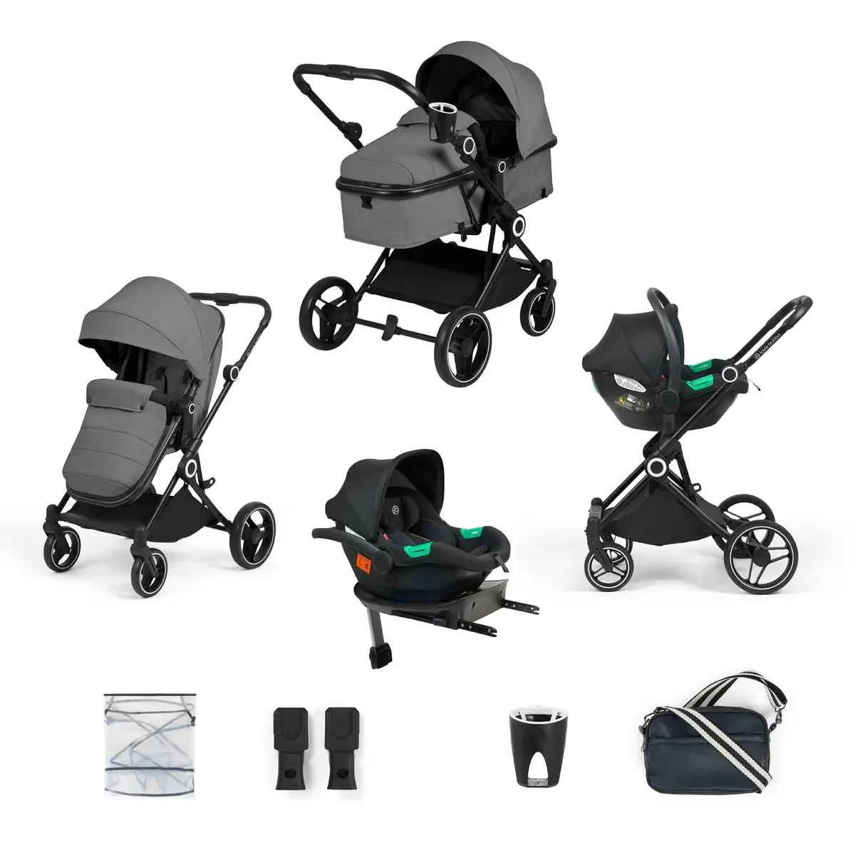 Atom 9 Piece Travel System With I-Size Cirrus Car Seat & Isofix Base 3