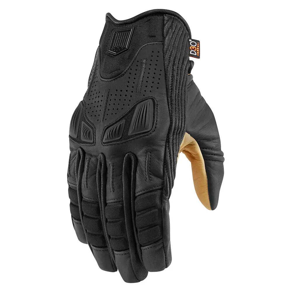 Icon 1000 Axys Mens Motorcycle Short Leather Glove - Black 1