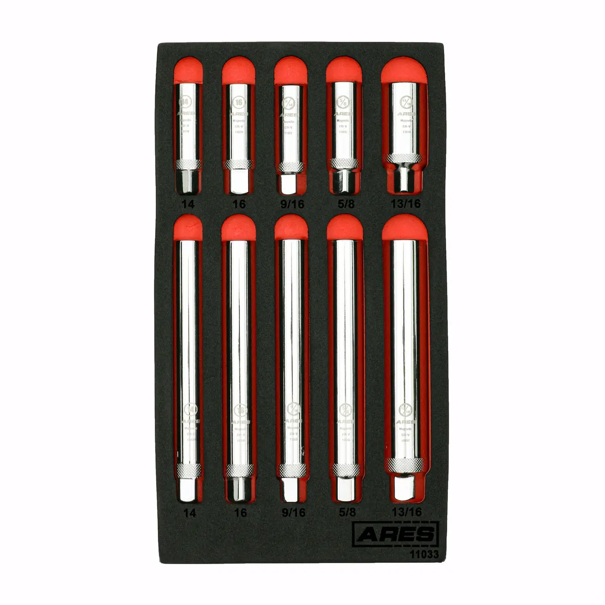 Ares 11033 - 10-Piece Extra Deep And Standard Length Magnetic Spark Plug Socket Set 1