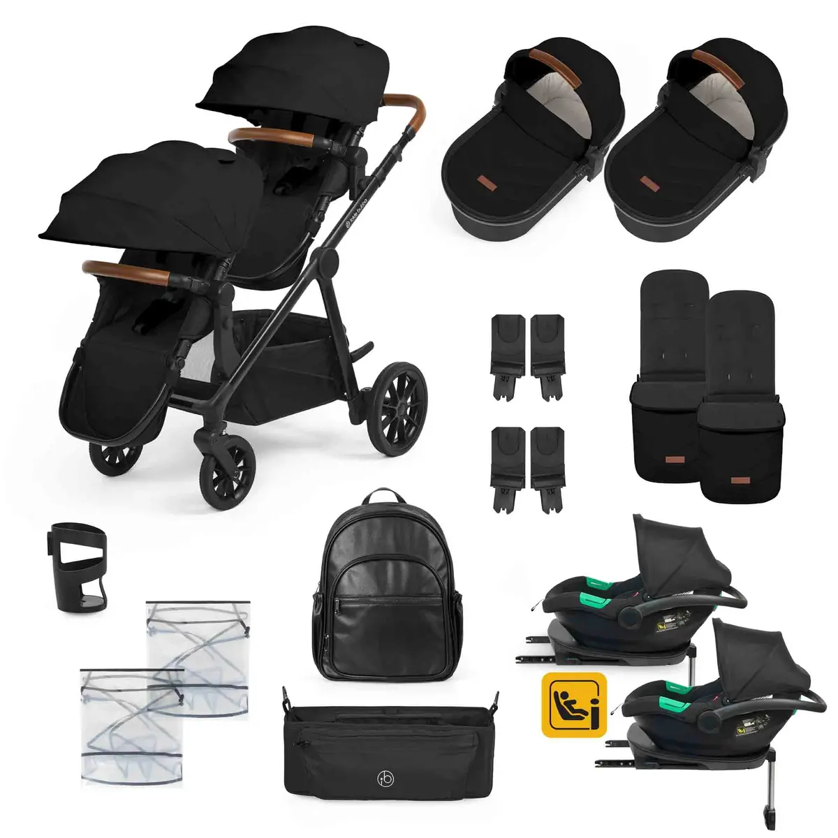 Virgo Twin 18 Piece Travel System With I-Size Cirrus Car Seats & Isofix Bases 1