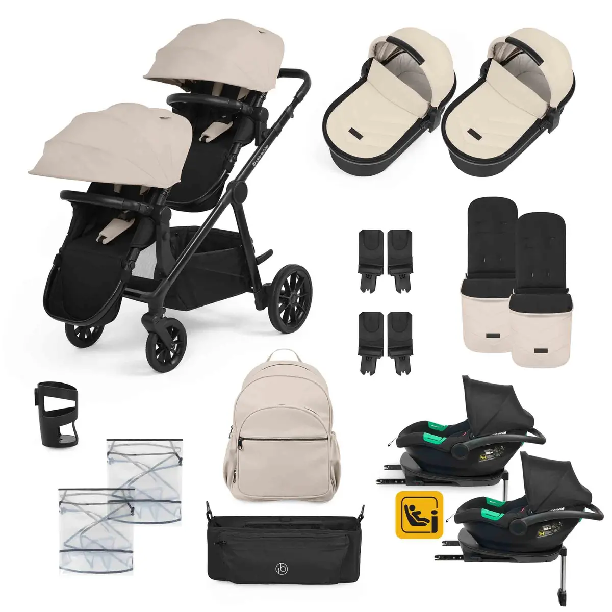 Virgo Twin 18 Piece Travel System With I-Size Cirrus Car Seats & Isofix Bases 2