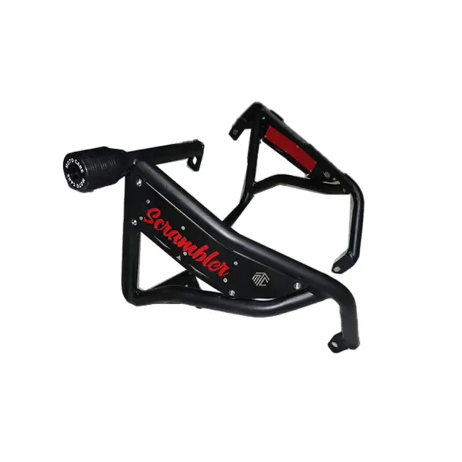 Black Crash Guard With Dual Sliders For Yezdi Scrambler 1