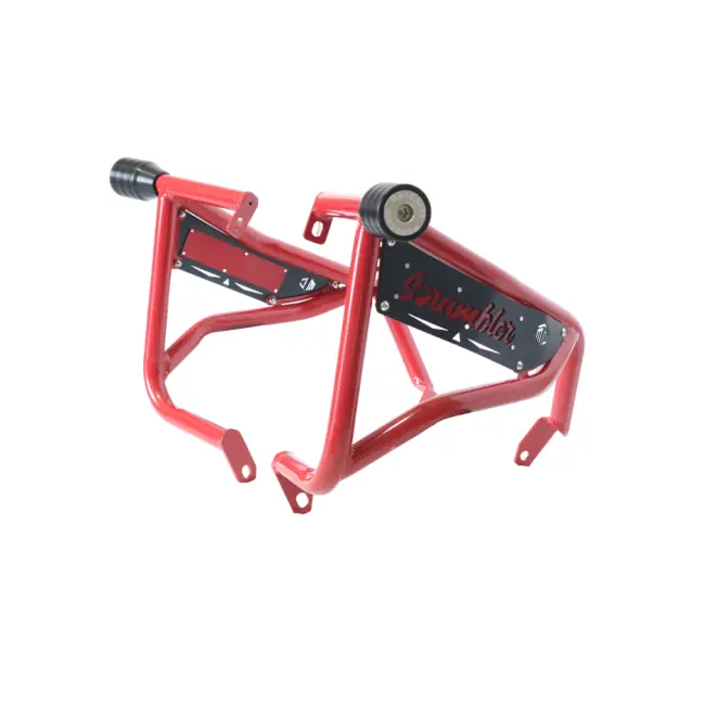 Red Crash Guard With Dual Sliders For Yezdi Scrambler 1