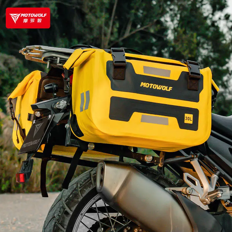 Motowolf Hypertour Mdl0720 | 1 Pair | Waterproof Motorcycle Saddle Bags | 30 Litres *2 Side | Side Bags For Motorbike Travel - Yellow 1