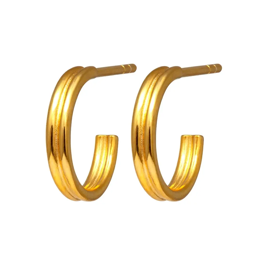 2For1 Small Hoops Pair - Gold Plated 1