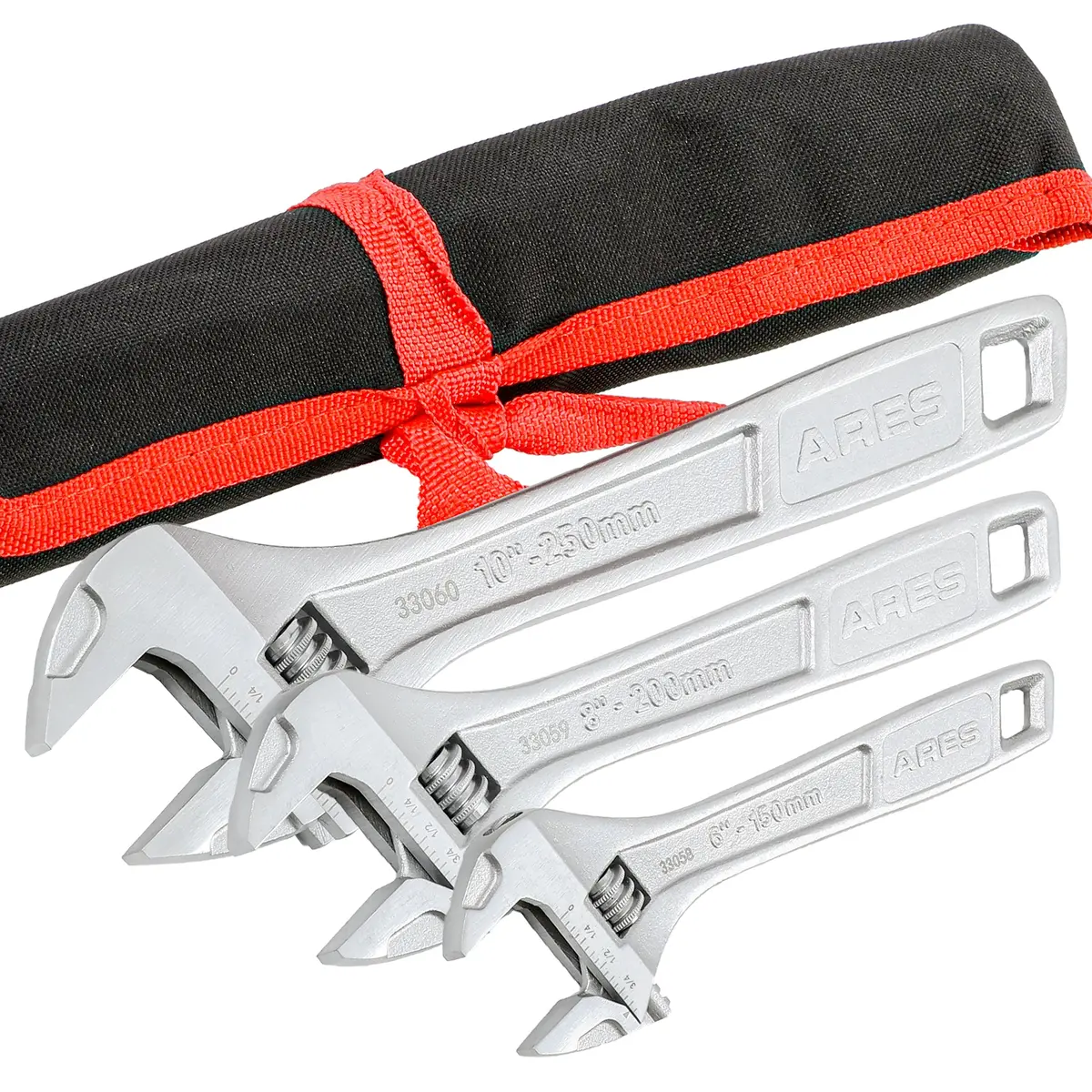 Ares 33062 - 3-Piece Adjustable Wrench Set With Carrying Pouch 1