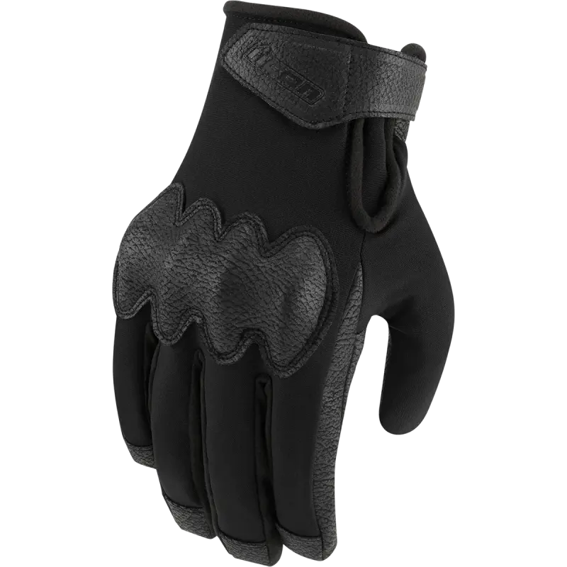 Icon Pdx3 Mens Motorcycle Short Textile Gloves - Black 1