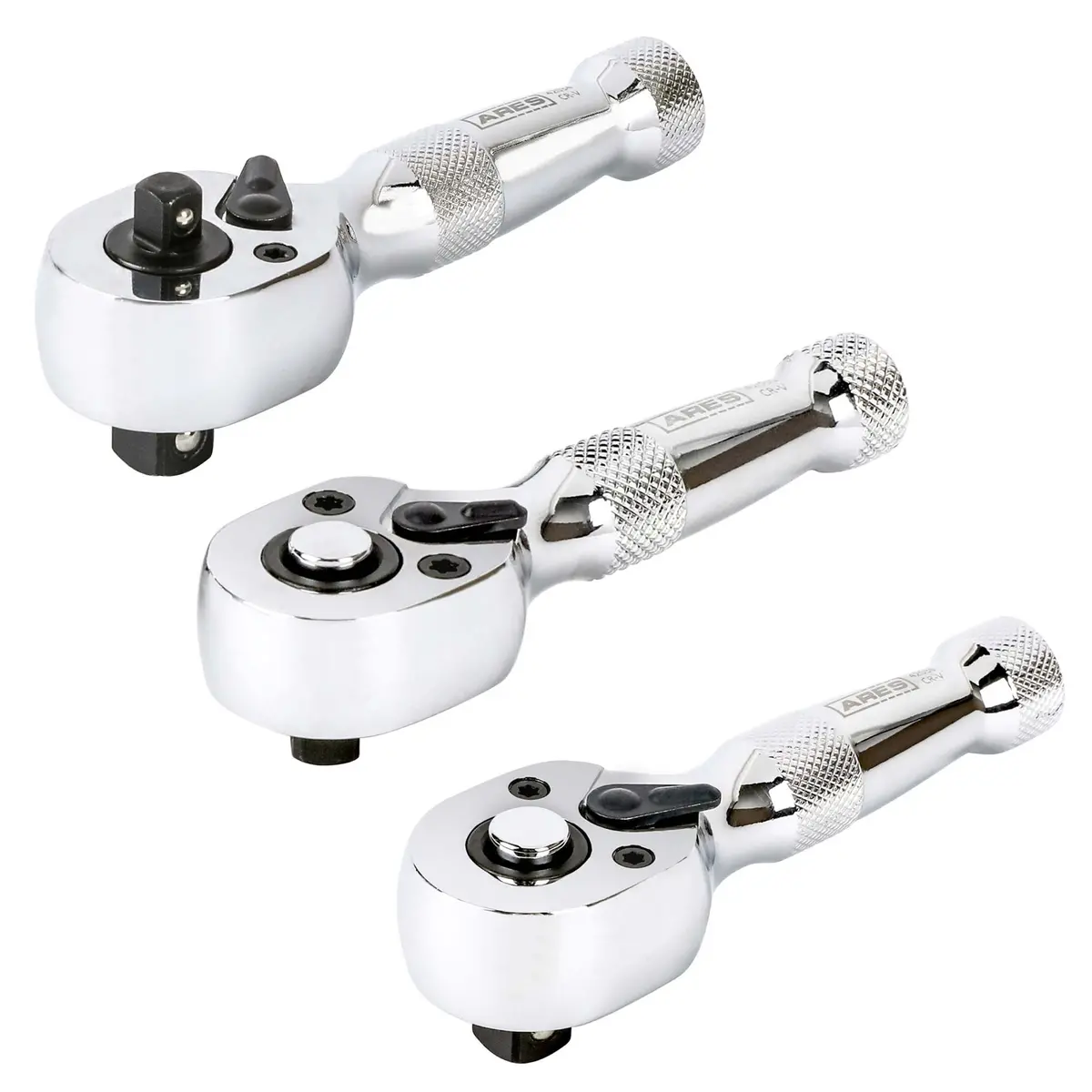 Ares 42142 - 3-Piece 72-Tooth Stubby Ratchet Set 1