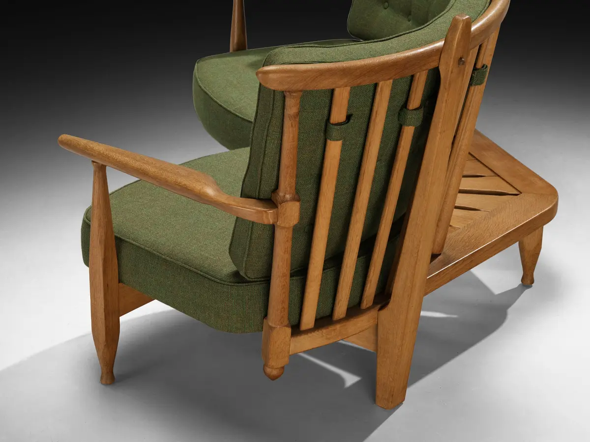 Guillerme & Chambron Lounge Set With Connecting Table In Solid Oak 2