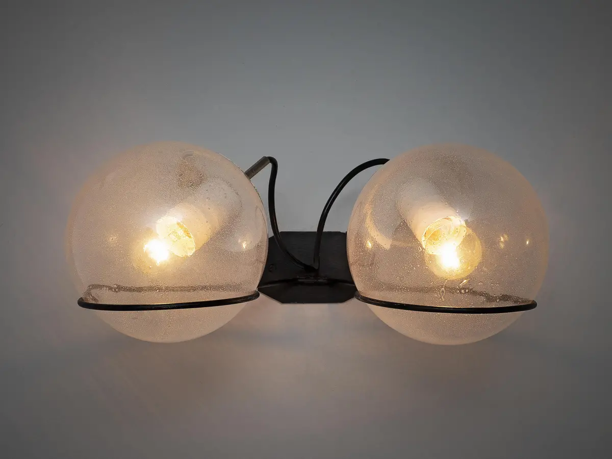 Italian Wall Light With Pulegoso Glass Bulbs 1