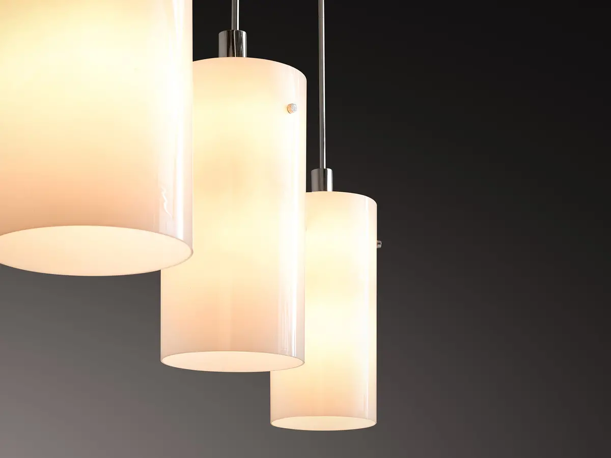 Pendant Lamps With White Glass Shade 180Cm/70 In Length 1
