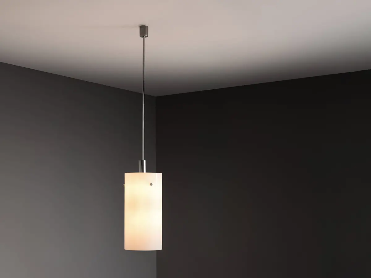 Pendant Lamp With White Glass Shade 180Cm/70 In. Length 1