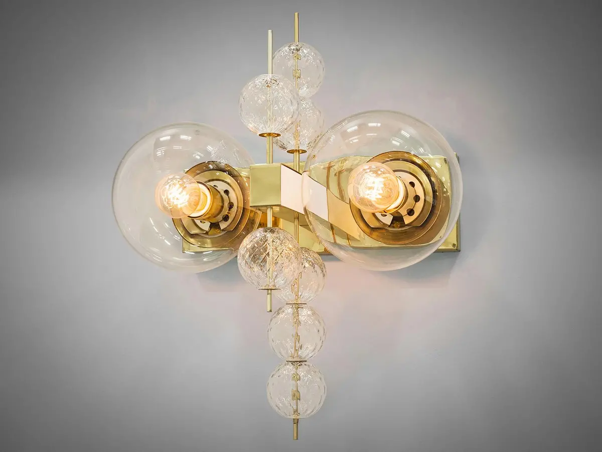 Wall Light In Brass And Glass 1