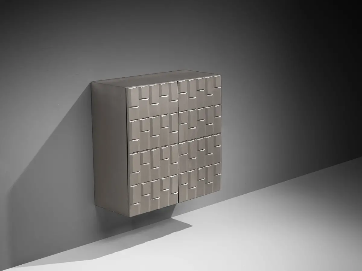 Brutalist Wall-Mounted Cabinet With Graphical Surface 1