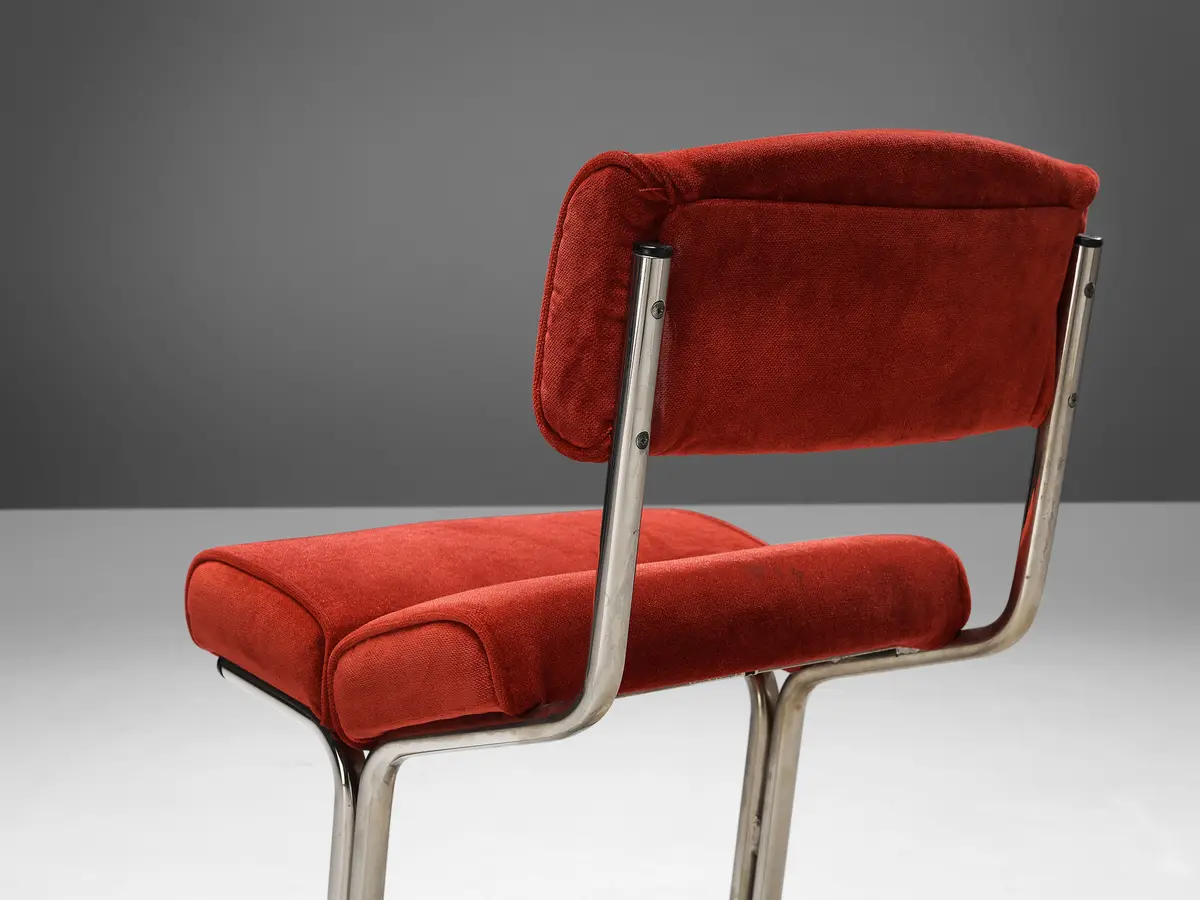 French Counter Chair In Red Velvet Upholstery 2