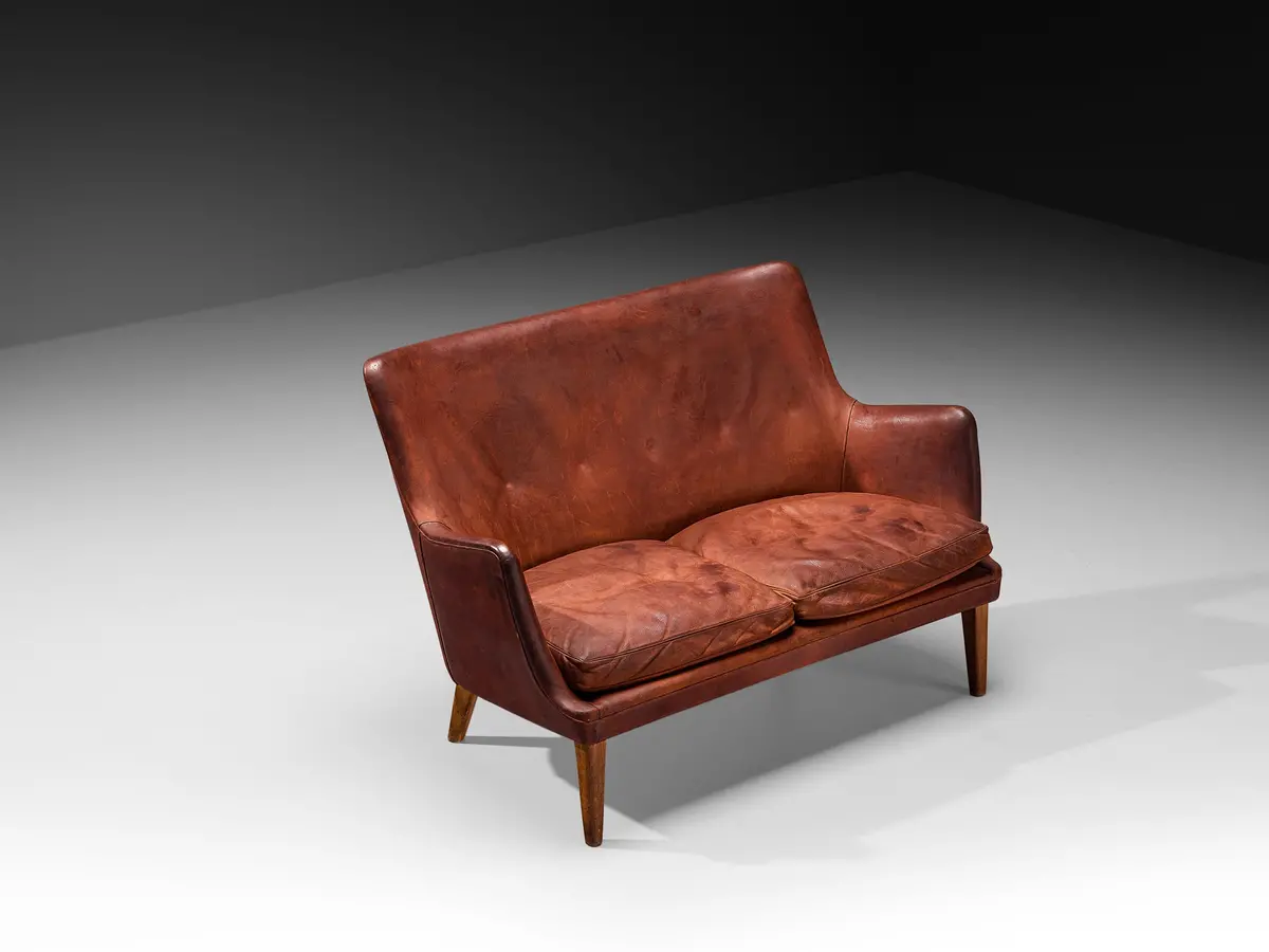 Arne Vodder Sofa In Patinated Cognac Leather 1