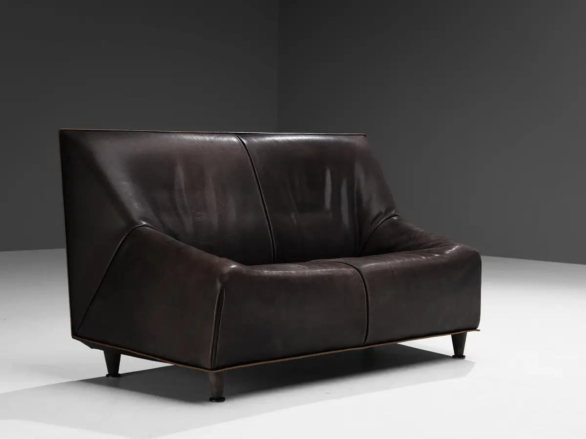 Danish Two Seater Sofa In Grey Buffalo Leather 1