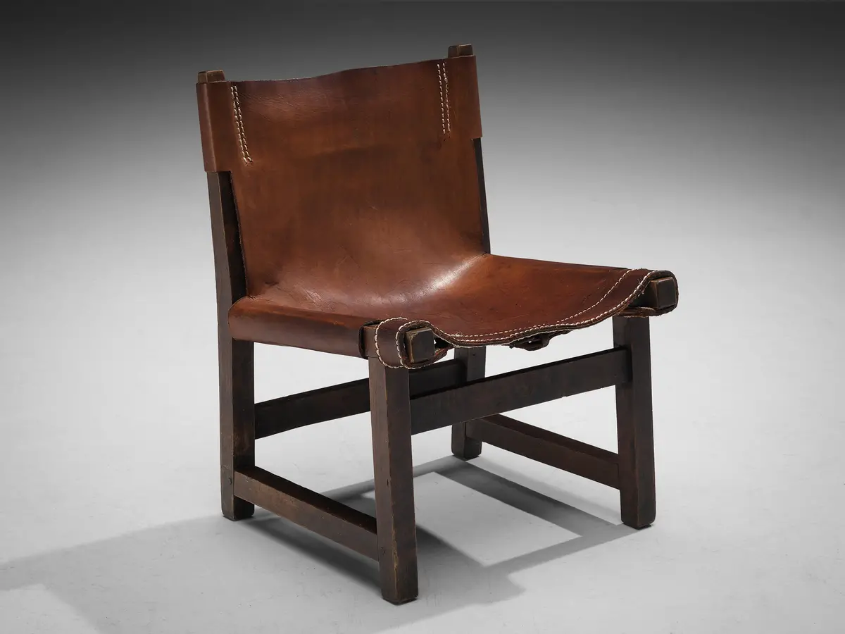 Paco Muñoz 'Riaza' Hunting Children's Chair In Walnut And Leather 1