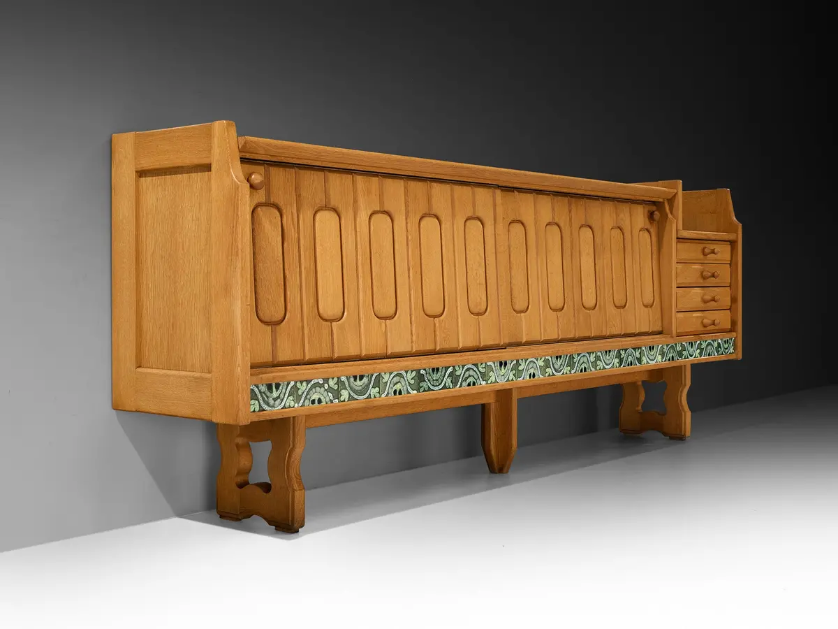 Guillerme & Chambron 'Simon' Sideboard In Oak With Ceramic Tiles 1