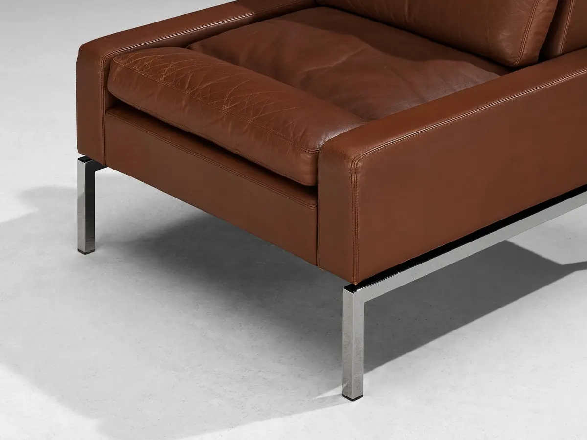 Lounge Chair In Steel And Brown Leather 2