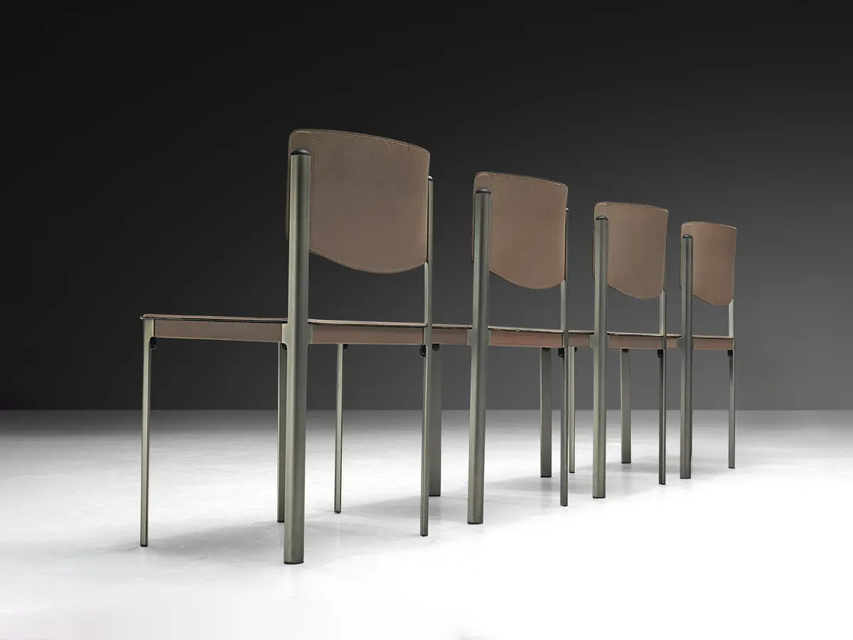 Matteo Grassi Dining Chairs In Leather And Steel 1
