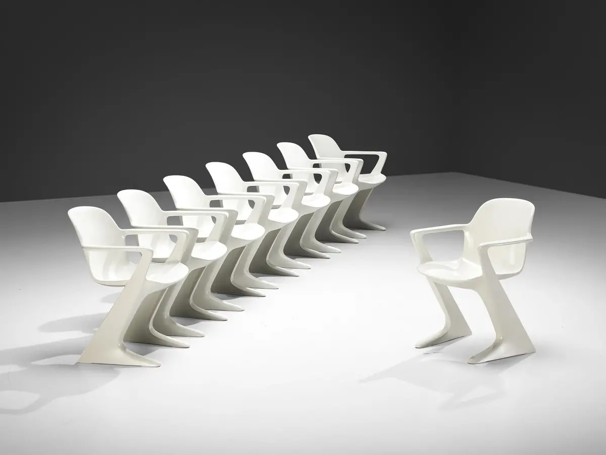 Ernst Moeckl White 'Kangaroo' Dining Chairs 1