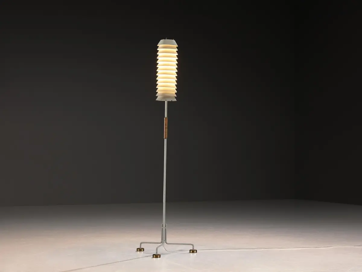 Ilmari Tapiovaara 'Maija The Bee' Floor Lamp With Cane And Brass Details 1