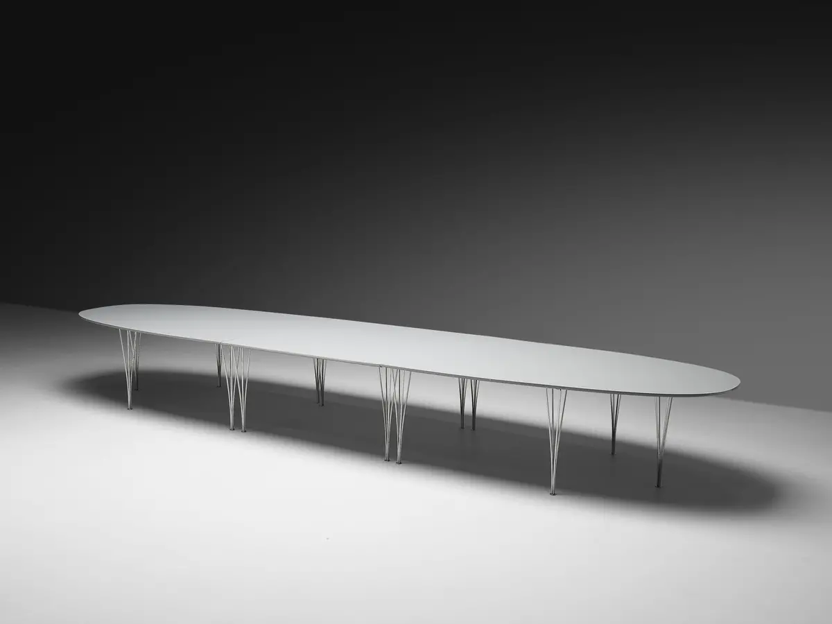 Bruno Mathsson Piet Hein For Fritz Hansen Super-Ellipse White Dining Table 1