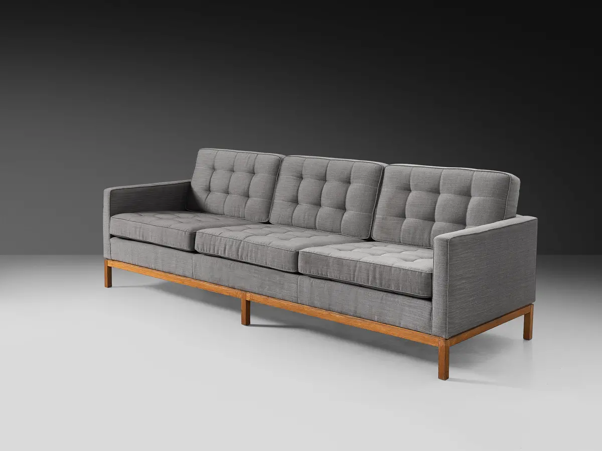 Florence Knoll For Knoll International Sofa In Teak And Grey Upholstery 1
