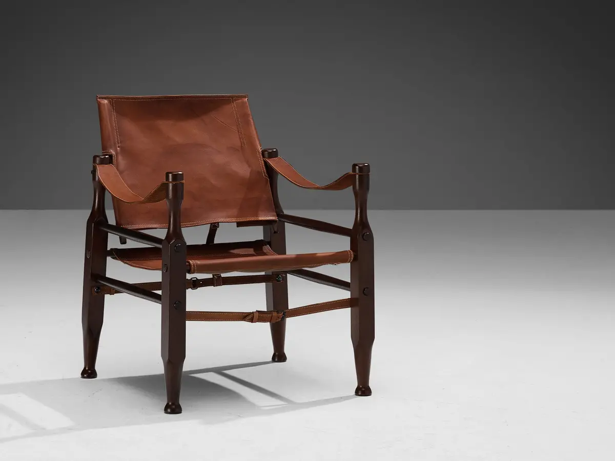 Safari Armchair In Natural Cognac Leather 1