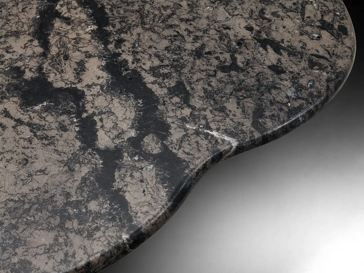1970S Clover Shaped Coffee Table In Grey And Black Marble 1
