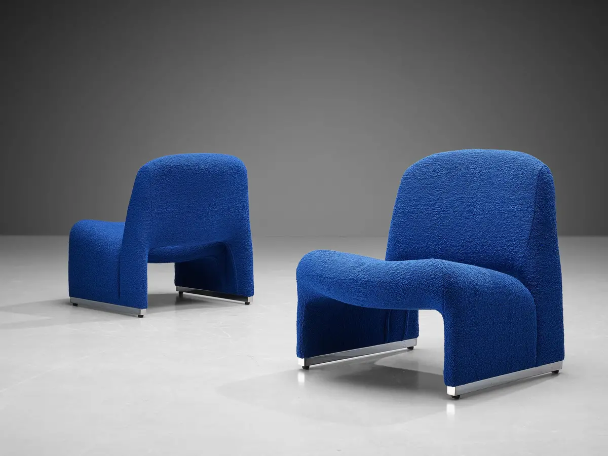 ‘Alky’ Lounge Chairs In The Style Of Giancarlo Piretti In Blue Upholstery 1