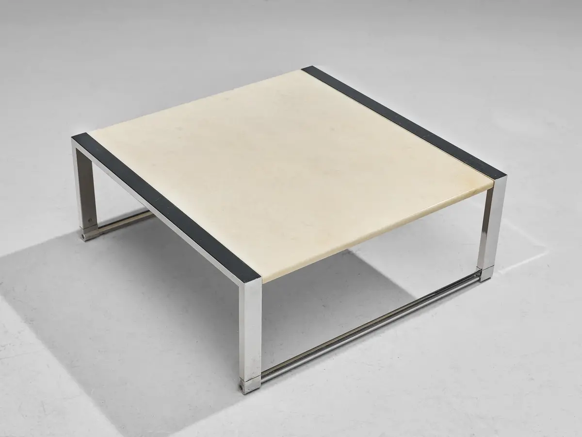 Coffee Table With Marble Top And Chrome Base 1