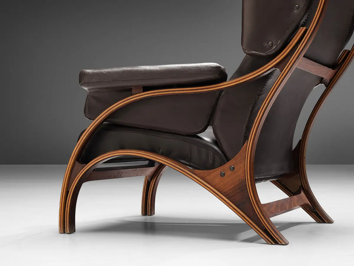 Giampiero Vitelli For Rossi Di Albizzate Pair Of 'Minore' Easy Chairs In Leather 2