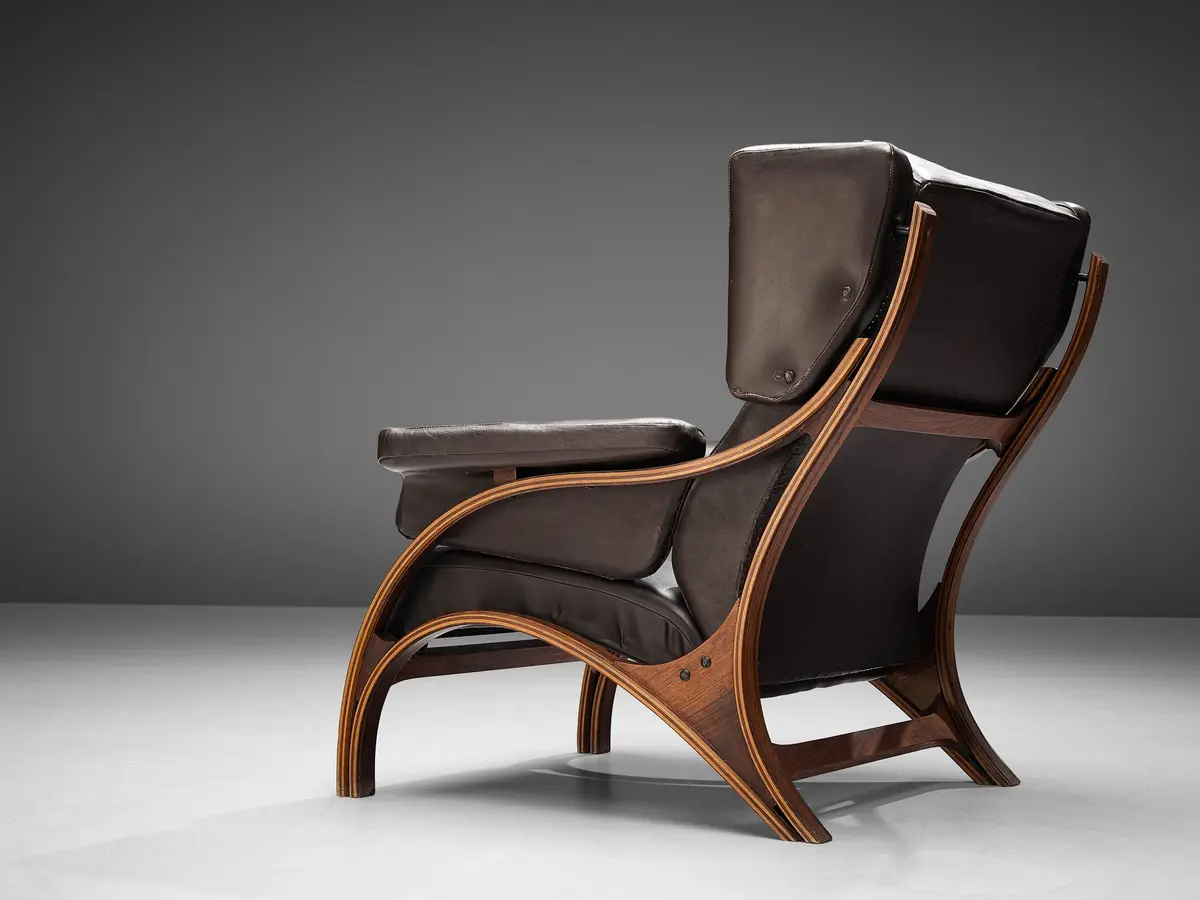 Giampiero Vitelli For Rossi Di Albizzate 'Minore' Easy Chair In Brown Leather 1