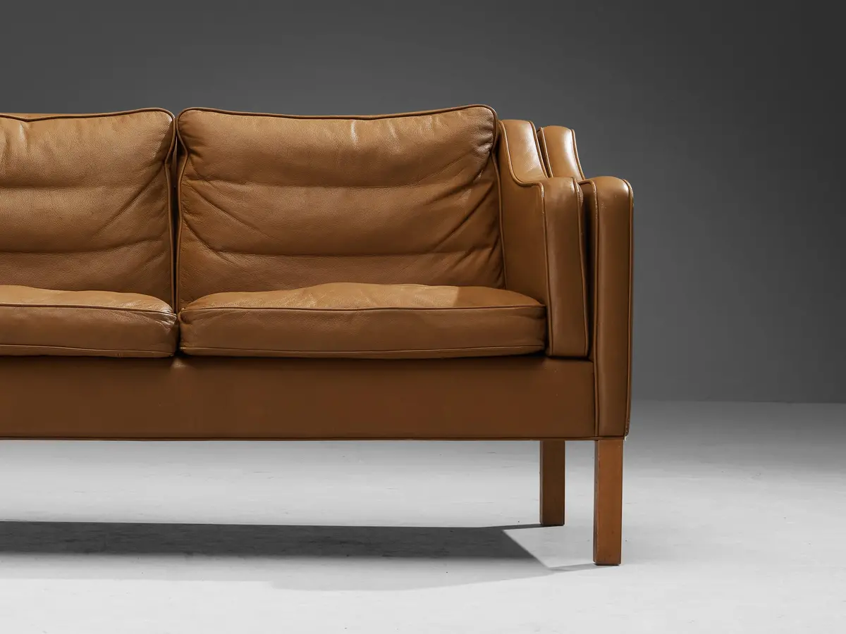 Danish Two Seat Sofa In Cognac Leather 1