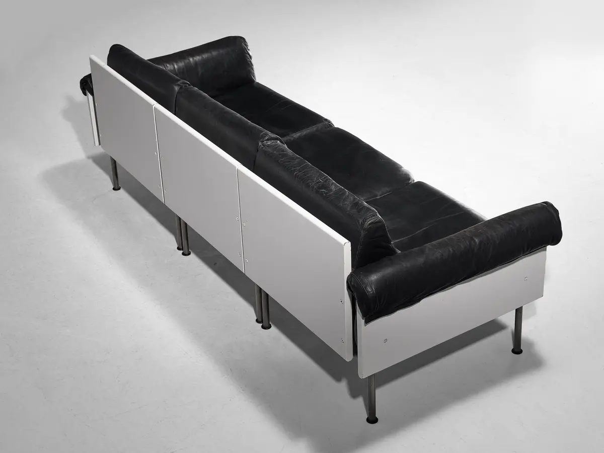 Yrjö Kukkapuro For Haimi 'Ateljee' Sectional Sofa In Black Leather 1