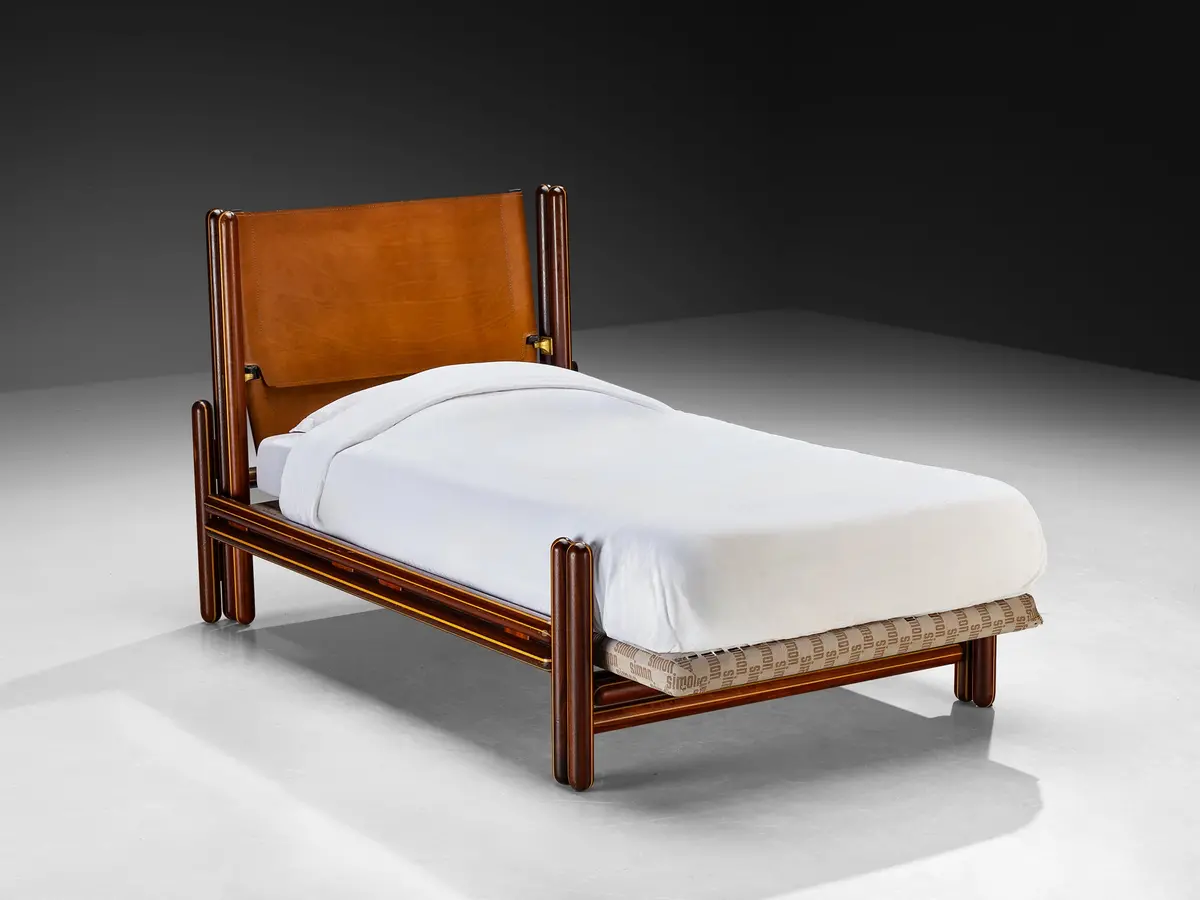 Carlo Scarpa For Simon Gavina 'Toledo' Single Bed In Padouk And Leather 1