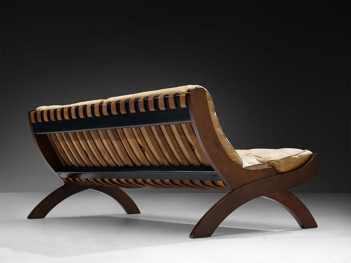 Marco Comolli Sofa In Walnut And Taupe Leather 1