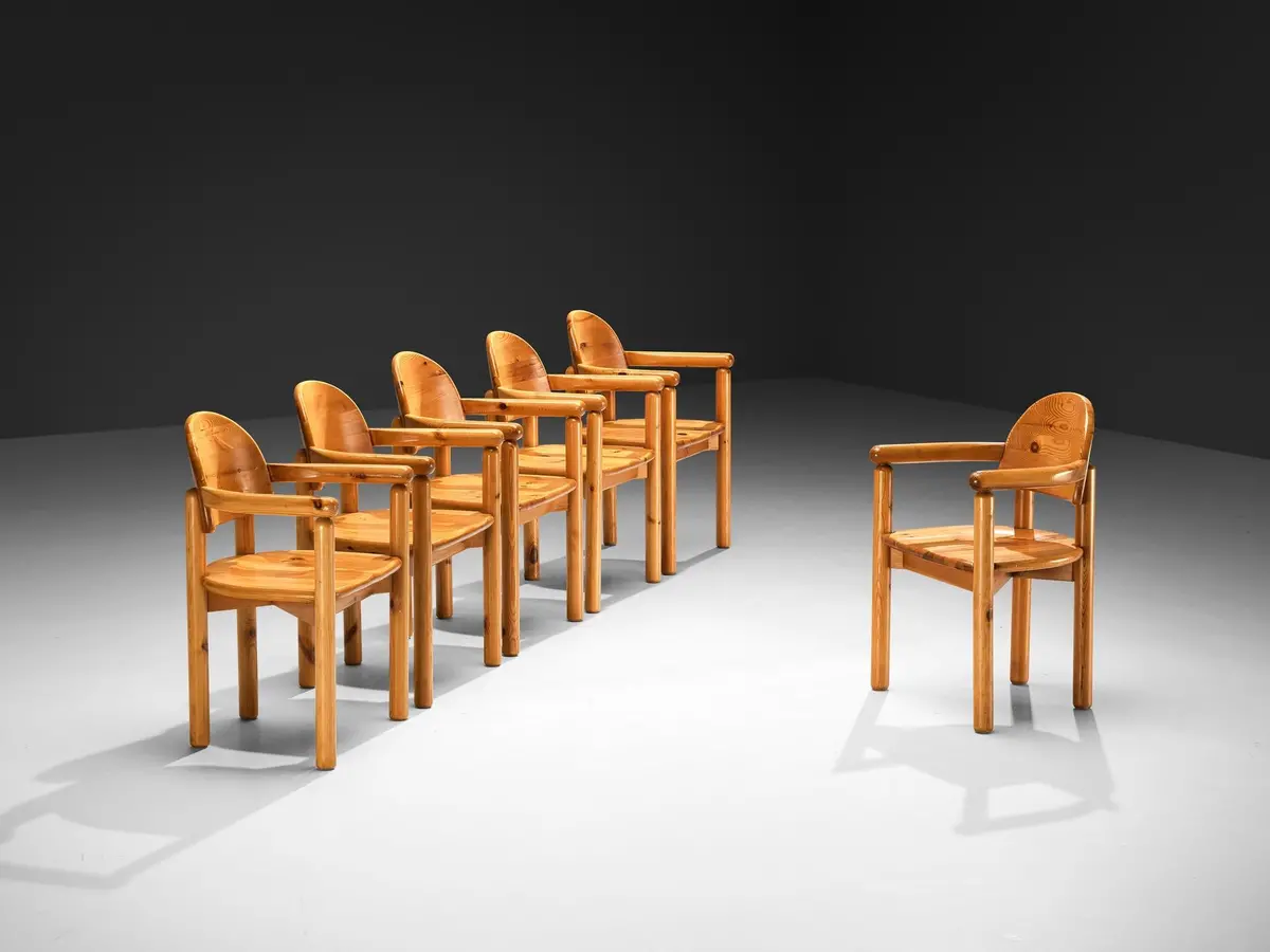 Rainer Daumiller Set Of Six Dining Chairs In Solid Pine 1