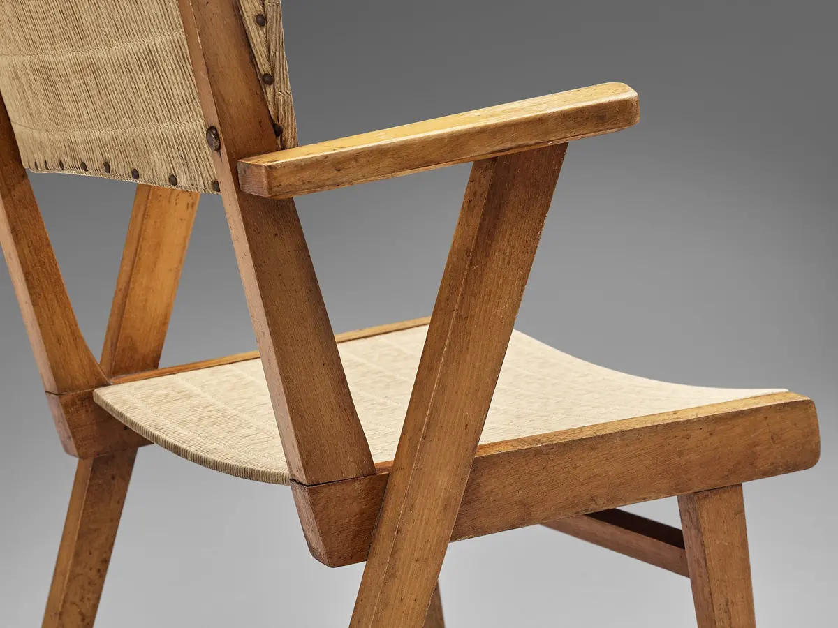 French Chair In Reed Vinyl And Wood 2
