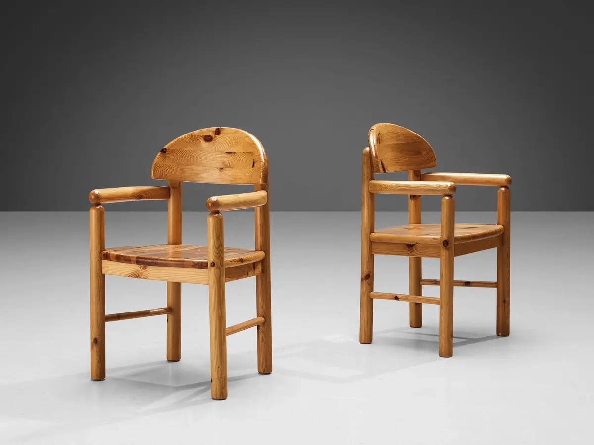 Rainer Daumiller Pair Of Armchairs In Solid Pine 1