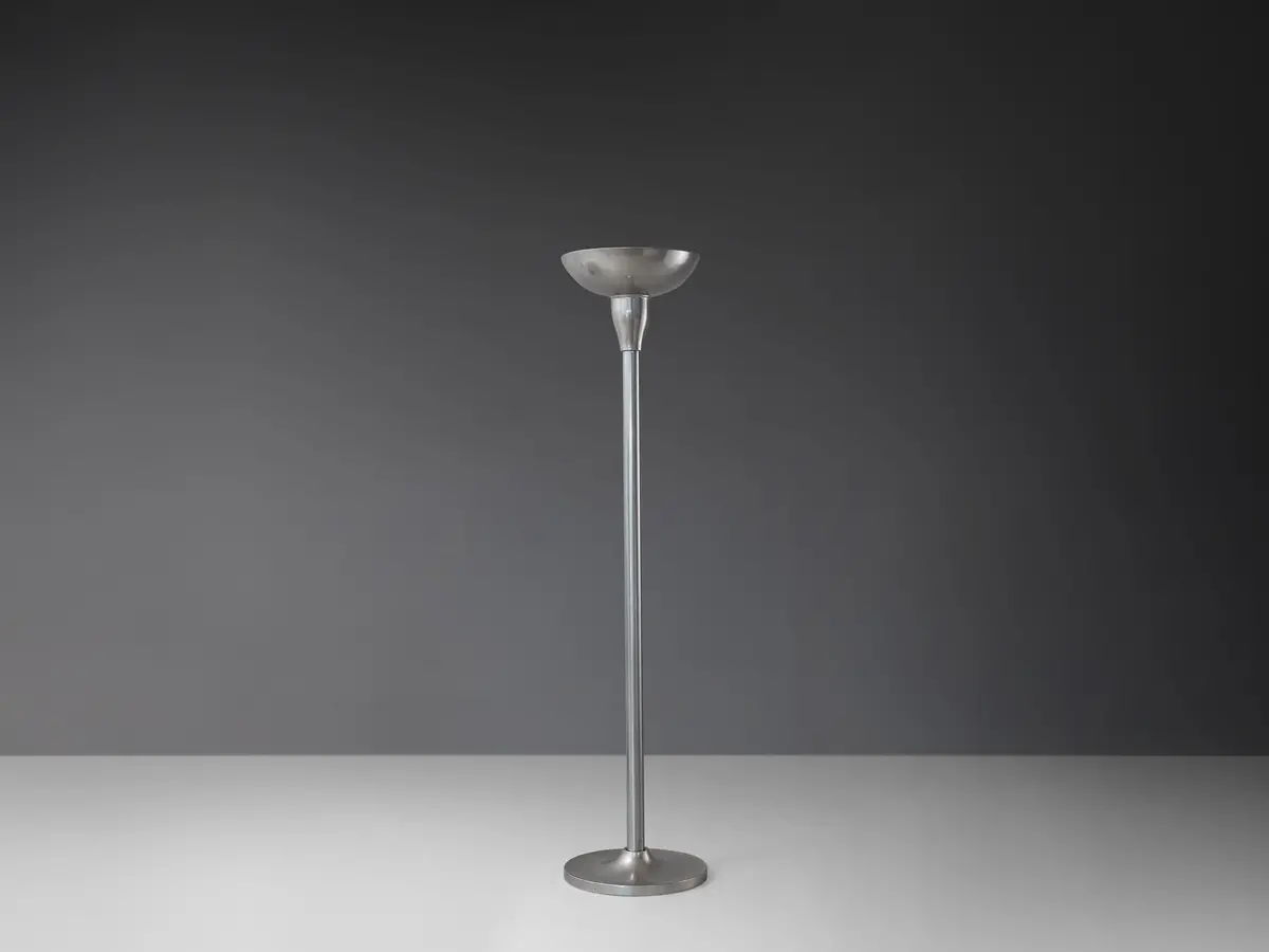 1930S French Art Deco Floor Lamp In Silver Aluminum 1