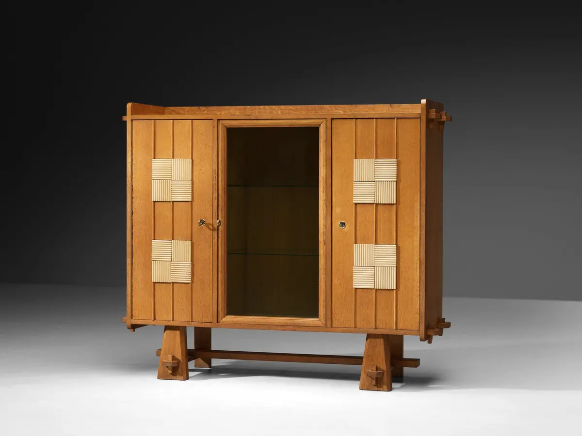 Belgian Cabinet In Solid Oak And Glass 1